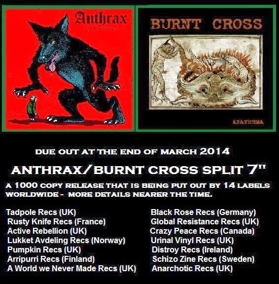 Anthrax / Burnt Cross 7” EP - Due Out @ The End Of March 2014: