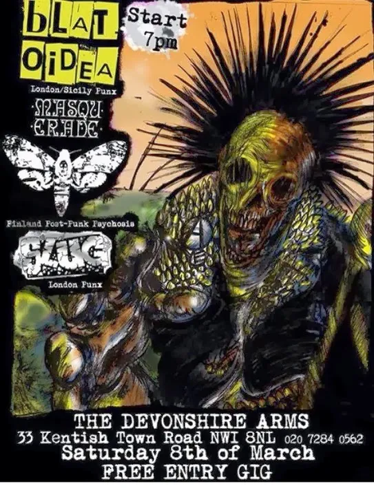 SLUG On March 8th @ The Devonshire Arms In London, England: